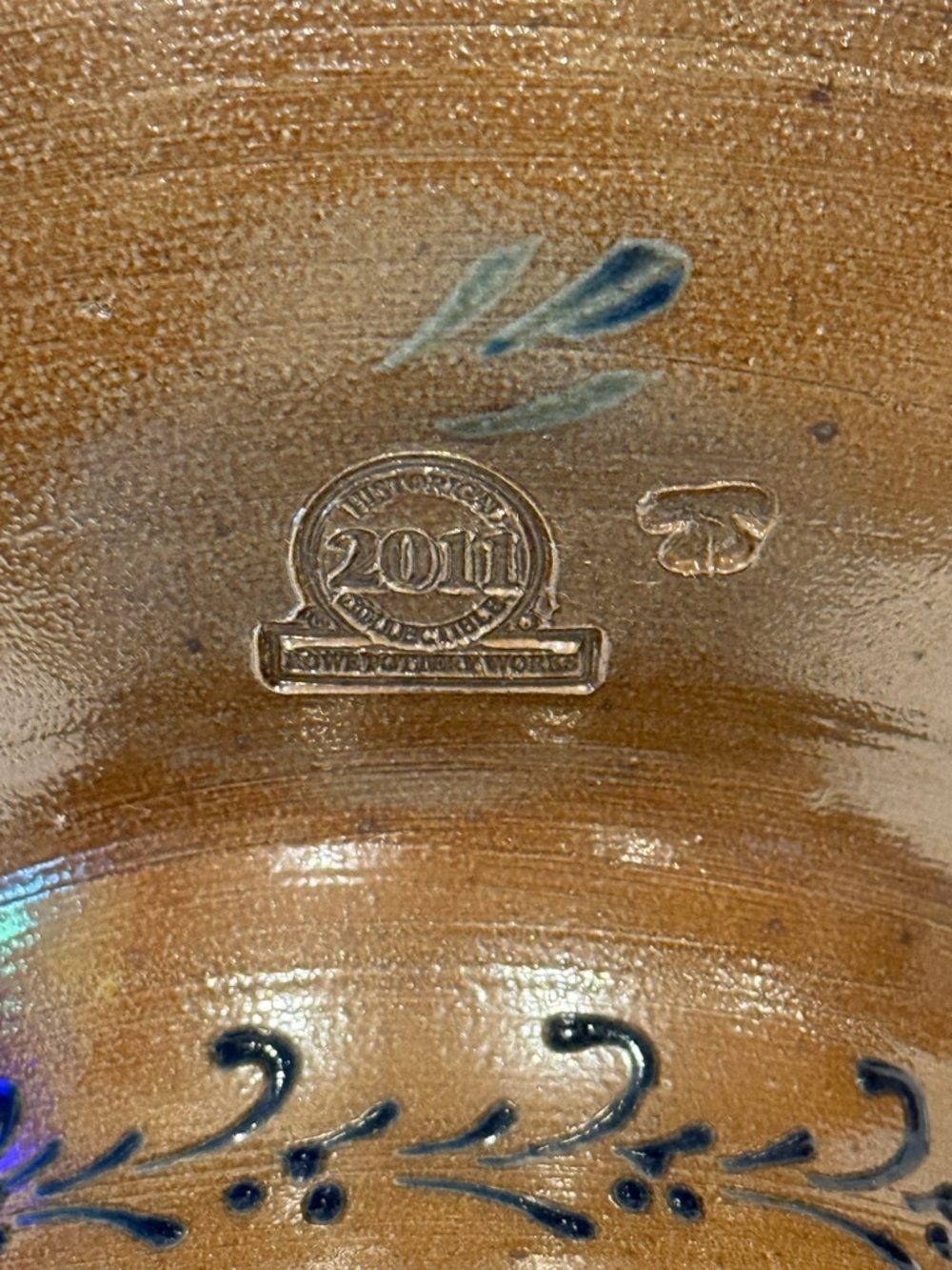 Rowe Pottery’s Historical Collection Pedestal Bowl with Cobalt Accents - Picture 2 of 7